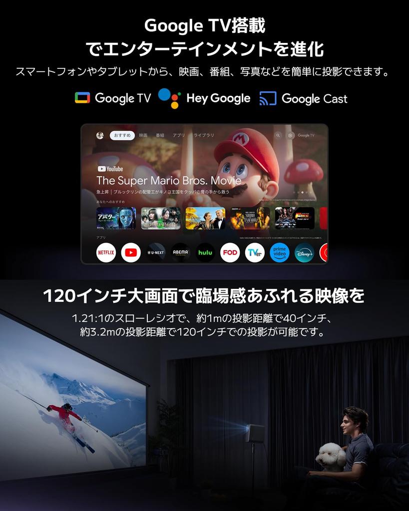 Xiaomi L1 Pro Smart Projector with Google 400 ISO Up To Full Automatic Obstacle Omnidirectional Keystone Focus Screen and Dolby Audio TV, Lumens,