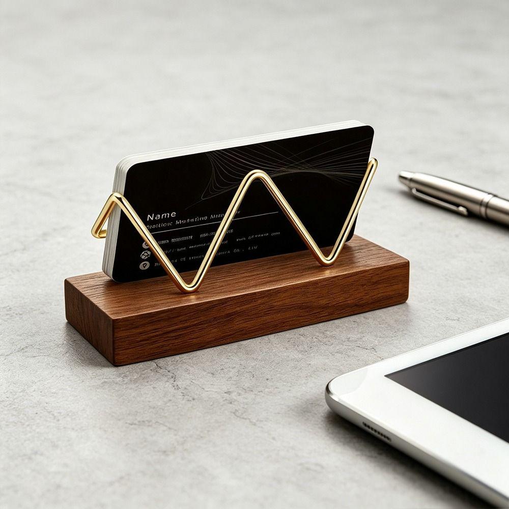 Metal Wood Combined Name Card Stand Multiple Styles Desktop Card Holder  Office