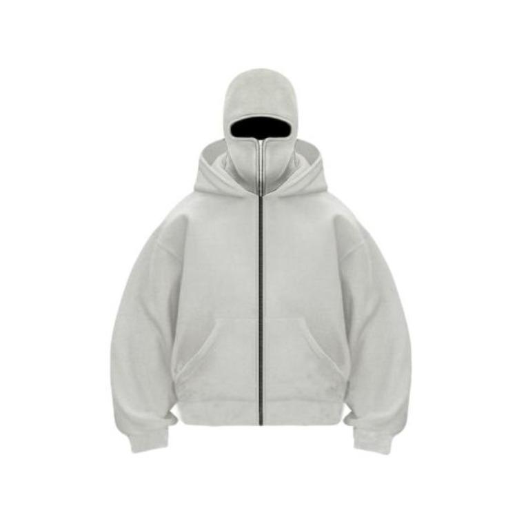 Warmer Unisex Balaclava Hoodie mit Gesichtsmaske Locker Reißverschluss Freizeitjacke für Herbst Winter Outdoor Sport Streetwear