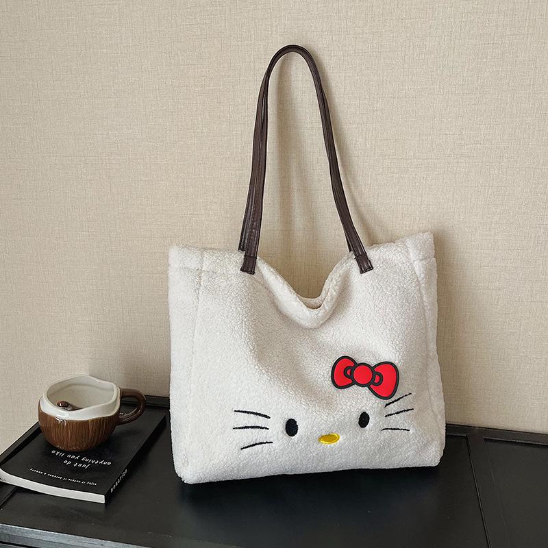 

Fluffy Large-Capacity Commuter Tote Bag - Cute Cat Design for Autumn & Winter