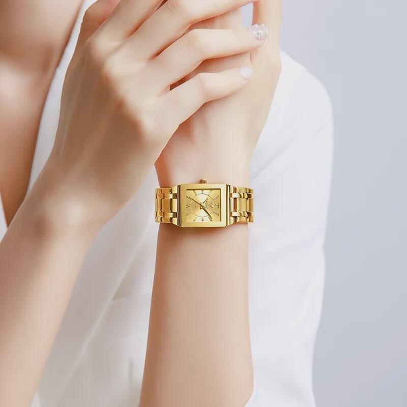 Luxus Goldene Quarz Armbanduhren Für Damen Mode Wasserdicht Damen Herren Uhren Relogio Feminino