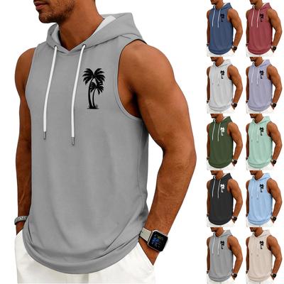 Herren Tanktop Fitness Ärmelloses Kapuzenpullover Shirt Gewaschen Sport Muskelshirts Fitness Weste Mit Kapuze