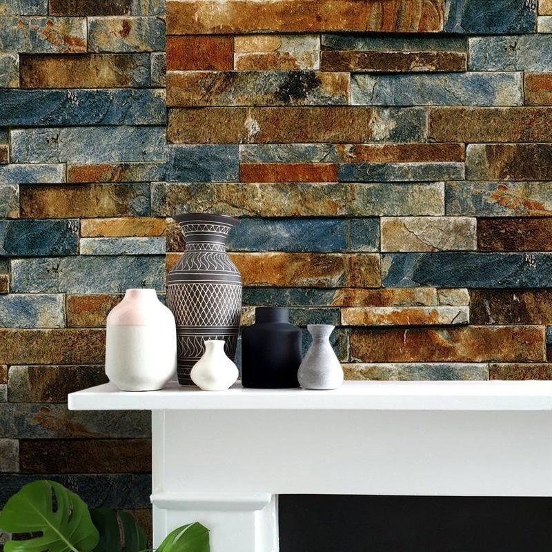 Retro-Antike-Ziegelstein-Wandpapier, selbstklebend, wasserfest und feuchtigkeitsbeständig, Rostaufkleber, Wohnzimmer, Sofa, Hintergrund, Wanddekoration