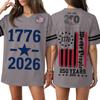 Women V Neck Casual Loose Fit Sports Jersey Top with 250th Anniversary Print Short Sleeve Independence Day Shirt
