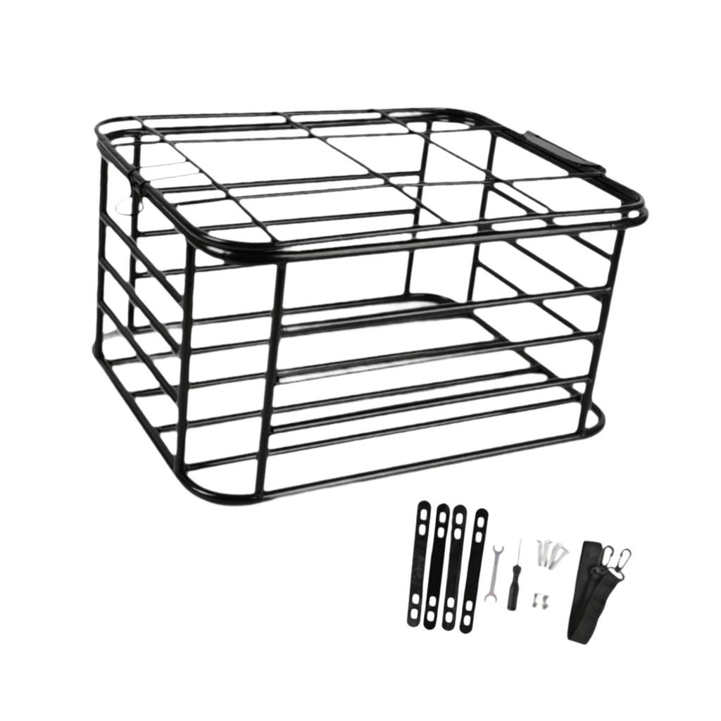 Bike Basket Rear Durable Carbon Steel Storage Basket Large Organizer for Daily Commute and Spring Outings