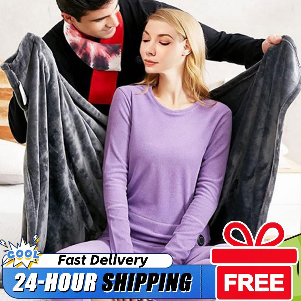 USB Electric Heated Blanket Wearable Heating Blanket Body Warmer Blanket Zipper Coral Velvet Blanket Portable Quickly Heated Pad