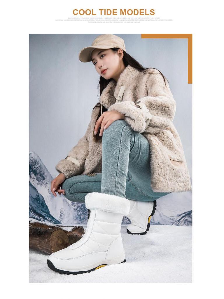 Women's High-Top Non-Slip Snow Boots: Sizes 36-42, Warm & Thick Cotton, Cold-Proof
