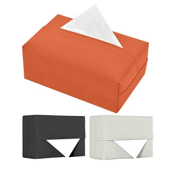 Car Tissue Box Magnetic Leather Tissue Holder Flexible Installation Tissue Dispenser for Car Seat Back Center Console Sun Visor Universal Car