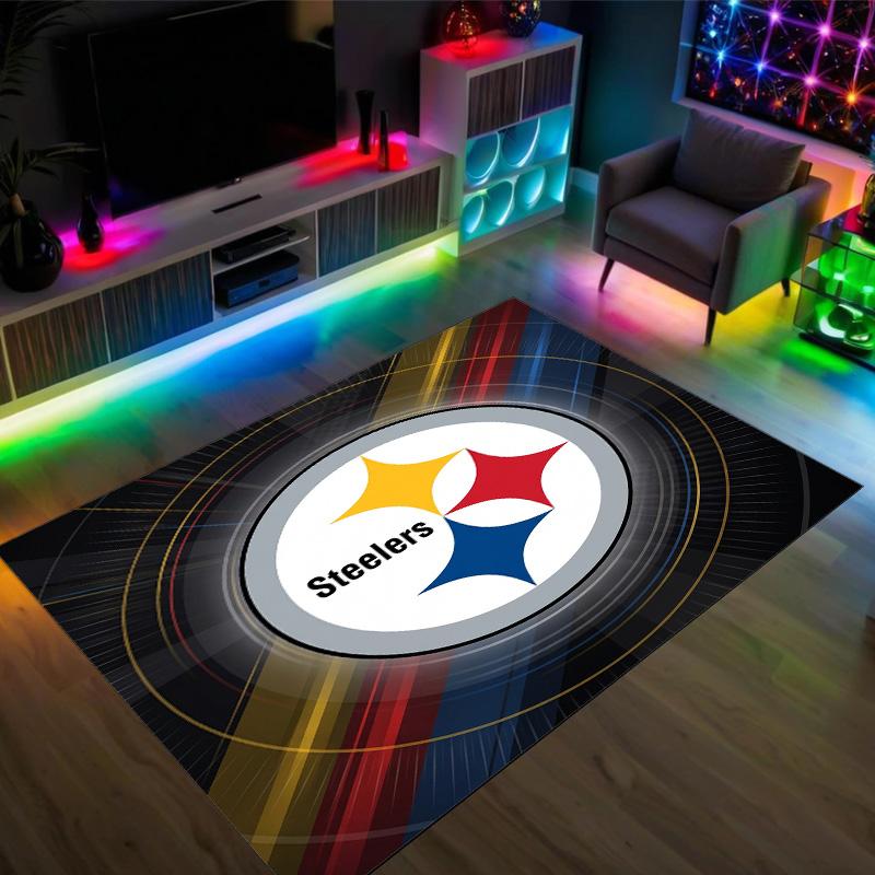 Tappeto in Cristallo di Velluto Design Pittsburgh Steelers Accogliente Non?Tappeto Stampato Antiscivolo per Camera da Letto Soggiorno Ingresso