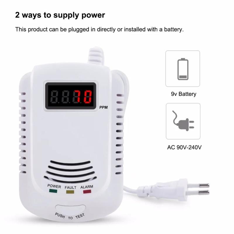 CO and Gas LCD Gas Detector, Home Natural Gas/Methane/Propane/CO Alarm, Leak Sensor Detector with Voice Promp and LED Display