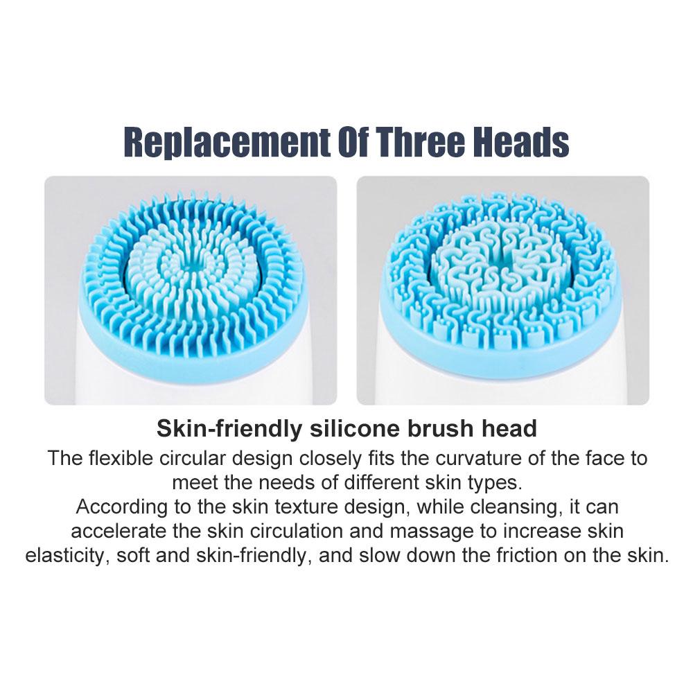 3 In 1 Electric Cleansing Brush Vibrations Facial Cleaner Face Massager Sonic Rotating Cleansing Brush Face Deep Cleansing Tools