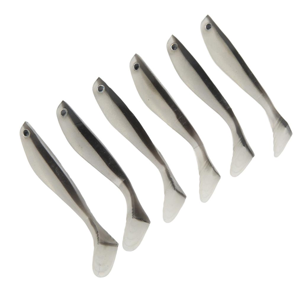 6 Stück 10cm Weicher Angelköder 2 Farben T-Schwanz Künstlicher Köder mit Schwarzem Rücken für Salzwasser Süßwasserangeln