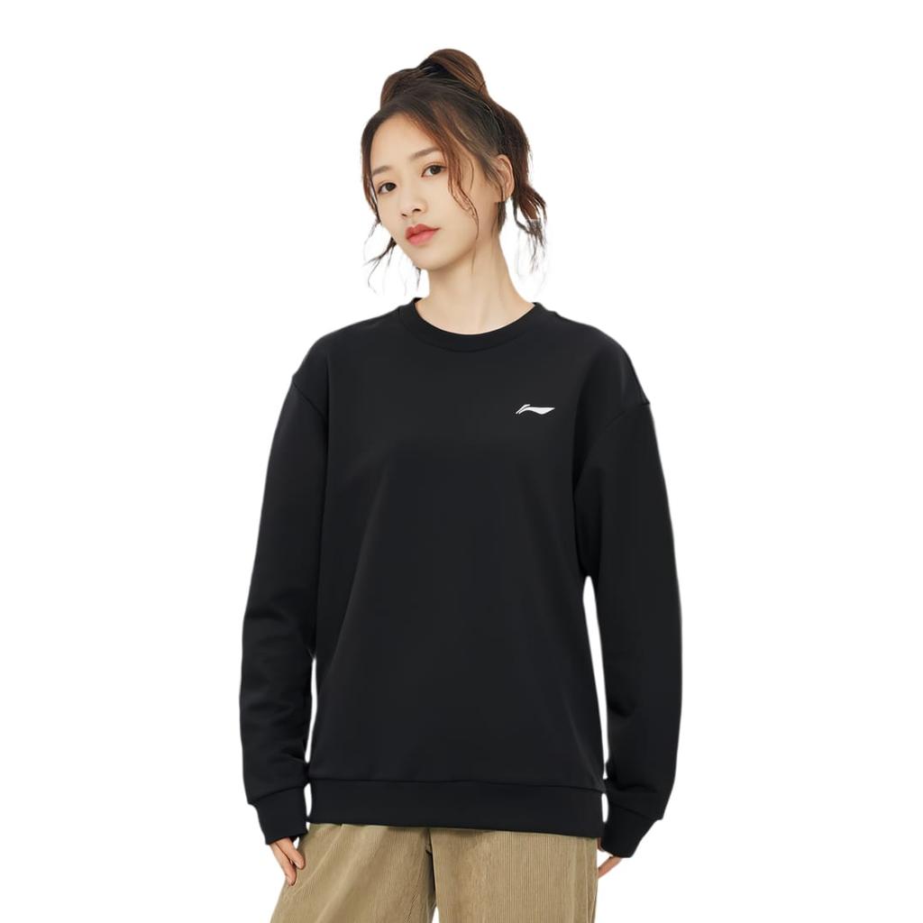 Li Ning Sweatshirts Unisex Black Crew Neck Moderate Regular AWDTD83-1