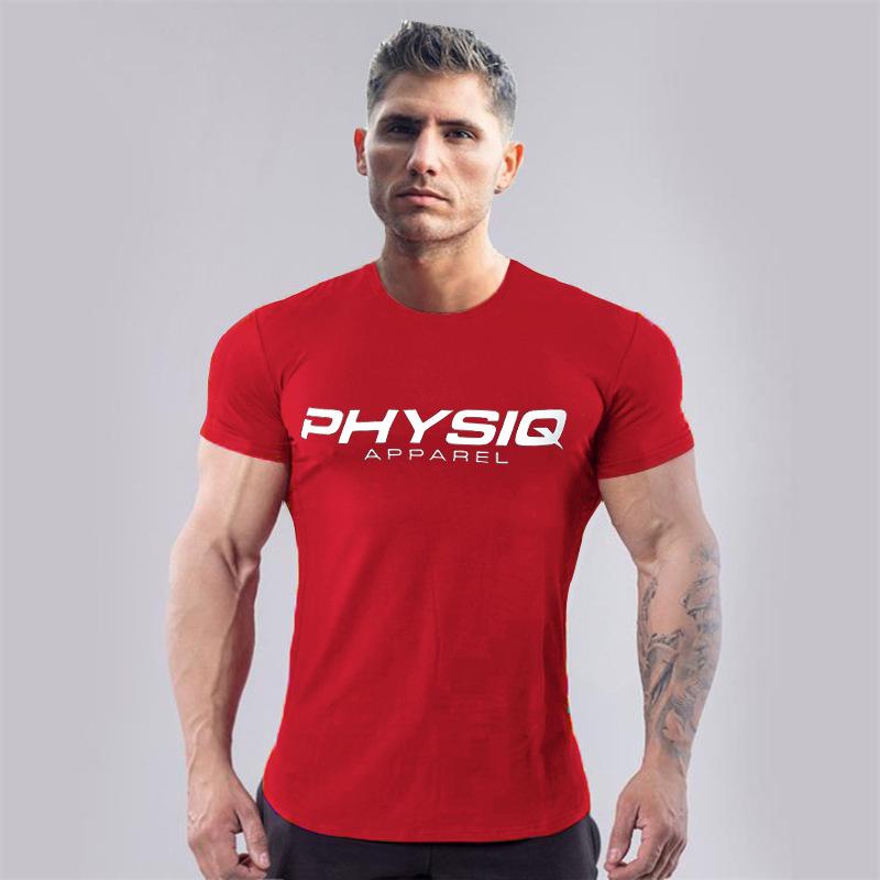 Muscle Fitness Short Sleeve Cotton T-shirt - Elastic, Breathable, Sweat-Wicking Round Neck for Summer Sports