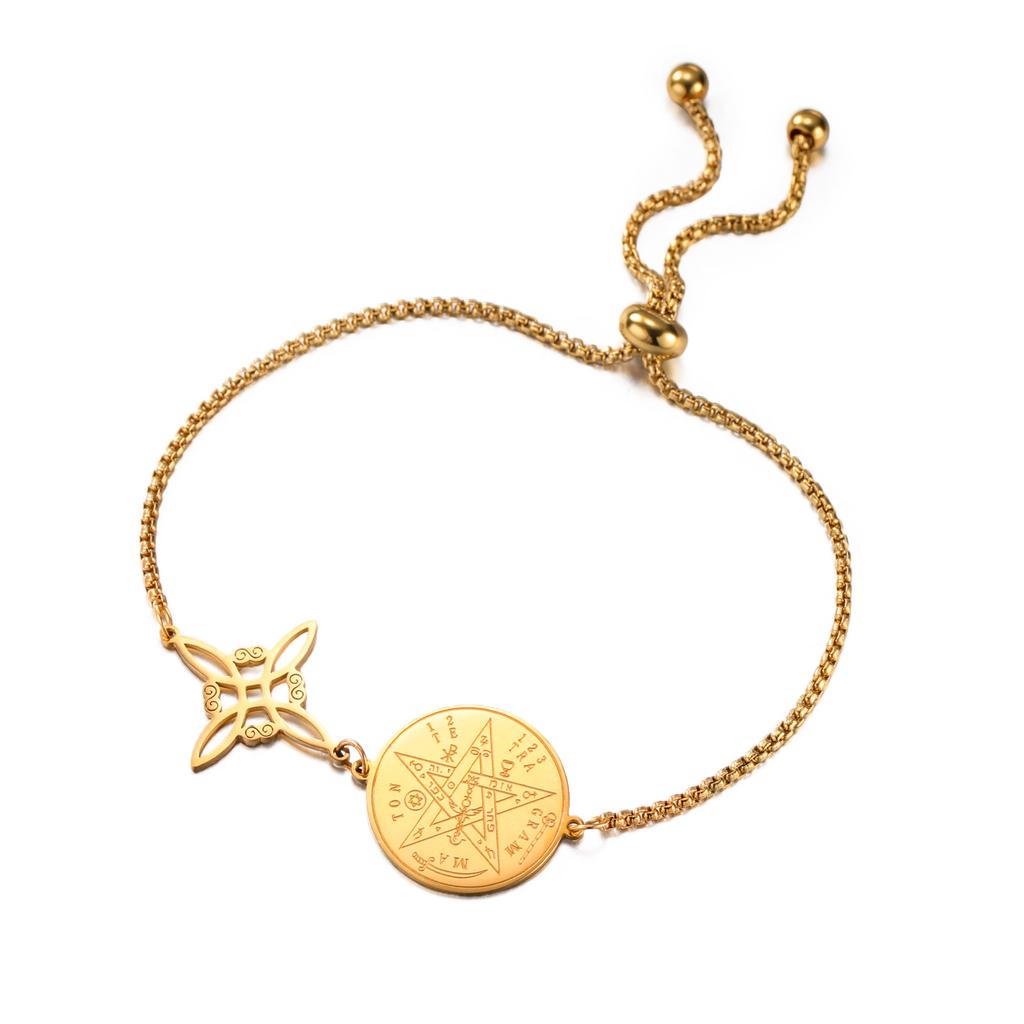 Minimalist Lucky Pentagram Coin Pendant Charm Bracelet Fashion Jewelry