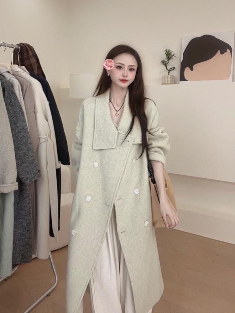 Women's High-End Double-Sided Wool Coat with Stand Collar - 2026 Autumn/Winter Collection