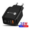 25W PD Fast Charger, 5A Type-C Adapter, EU/US/UK Compatibility