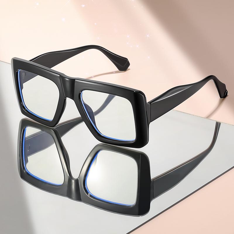 

Latest fashionable large-framed flat-top anti-blue light glasses to enhance face shape and travel photography flat light lenses