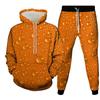 Funny Fresh Water Droplets on Purple Leaves Print Men's Hoodie Pants 2-Piece Outfits Men Hooded Sweatshirt Sets Tracksuit Suits