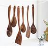 8 Pieces Wooden Cooking Spoons Wooden Tableware for Cooking Utensils Rack Natural Teak Wooden Kitchen Utensils Set