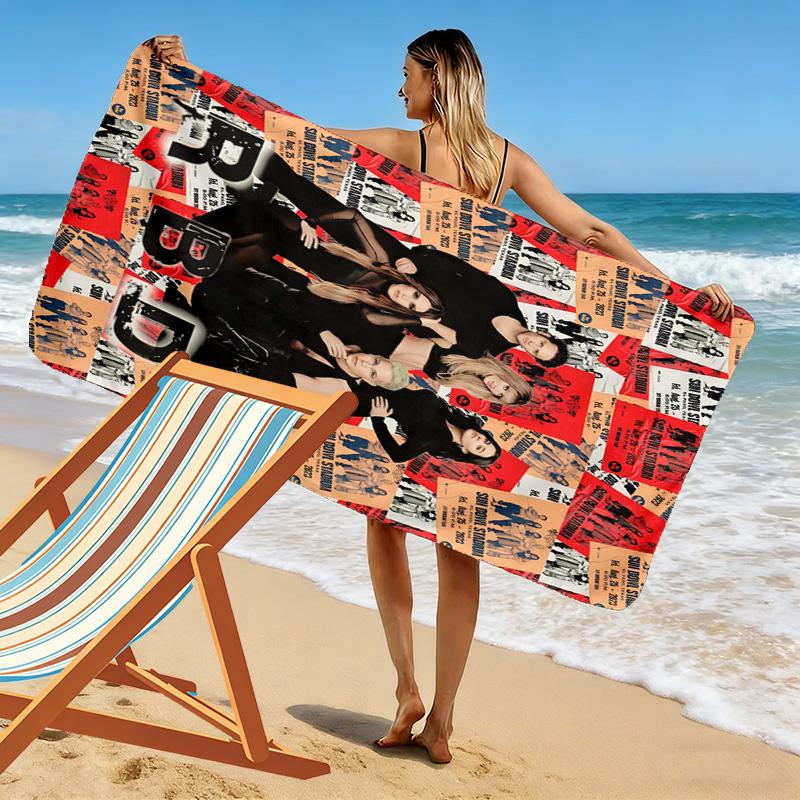 RBD Band Print Beach Towel, Large Soft Quick Dry Towel for Beach Camping Swimming