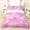 3Pcs Pink Butterfly Patterned Duvet Cover Set, 1 Duvet Cover+2 Pillowcases, Coreless. Soft And Comfortable Bedding Set