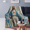 Jesus Christ Angelic Heart Religious Blanket Soft Warm Flannel Throw Blanket Plush for Bed Living Room Picnic Travel Home Sofa