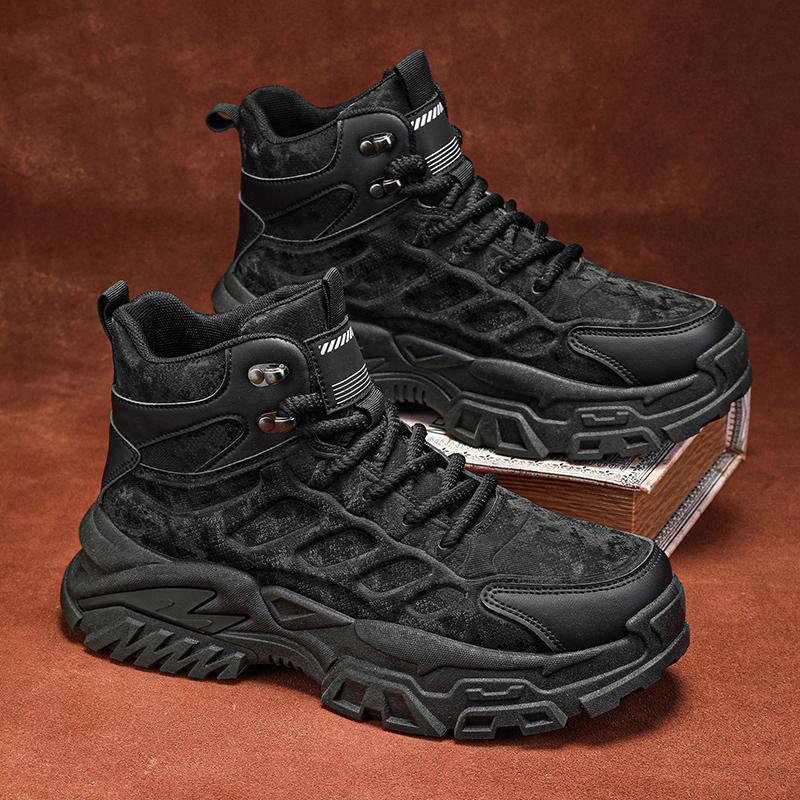 Winter non-slip mountaineering Martin boots thick-soled heightening dad shoes sports and leisure high-top locomotive boots