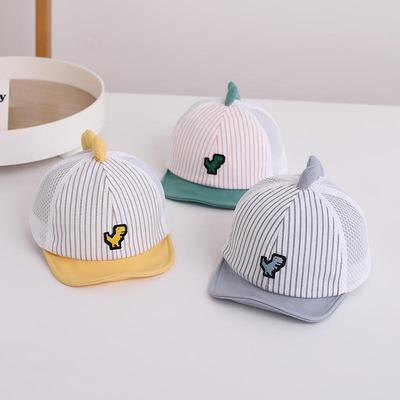 Cartoon Dinosaur Baby Baseball Cap Summer Mesh Breathable Soft Brim Infant Boy Sun Hat Cute Striped Toddler Peaked Caps Bonnet