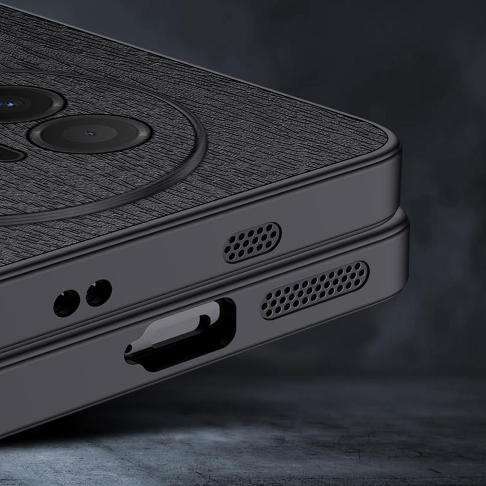 For Huawei Mate 70 Air Case Wood Texture PU Leather Coated PC TPU Phone Cover