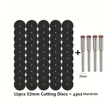 50pcs 32mm Metal Cutting DISC, 4pcs Central Axis Rotary Tool Circular Saw Blade Wheel Cutting Sanding Disc Grinding Wheel, No Assembly Required