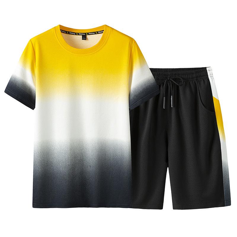 Men's Trendy Summer Round Neck T-Shirt & Shorts Set - Casual Outdoor Sportswear