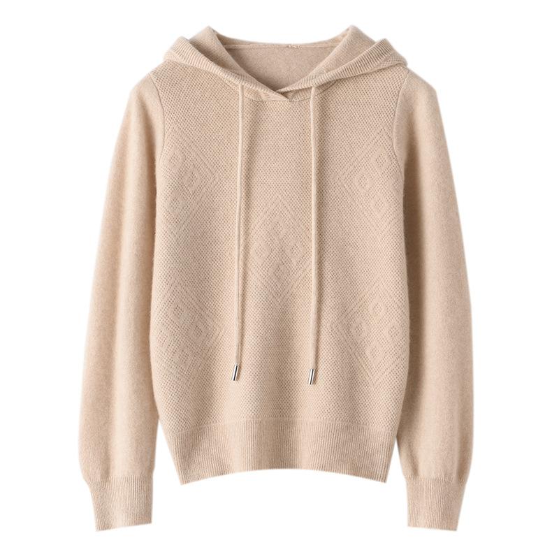 Hooded Knitted Hoodie Women's Versatile Solid Color Hoodie Loose Western Coat Top Explosive Casual Hooded Sweater
