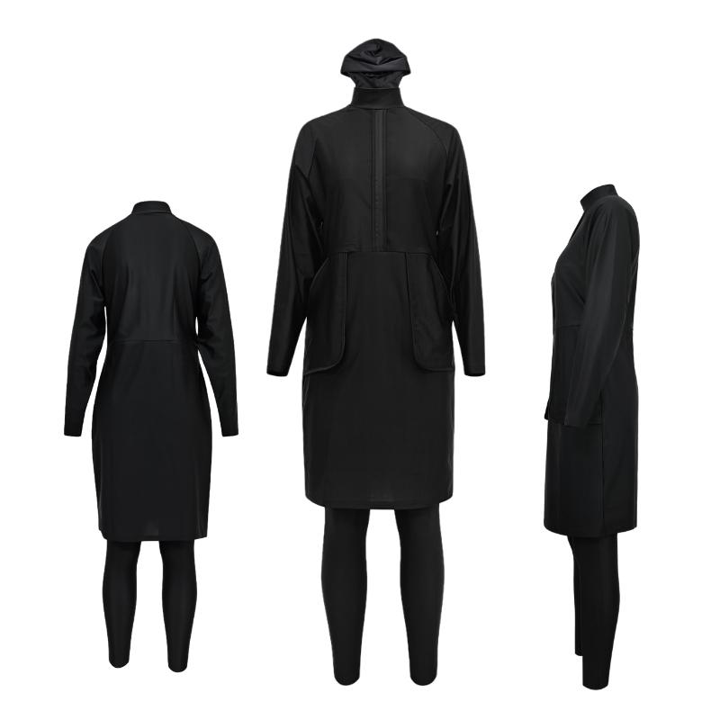 Women Solid Color Long Islam Swimwear Muslim Swimwears Women Modest Muslin Swimsuit Bathing Suit Long Sleeves Islamic Burkinis Wear