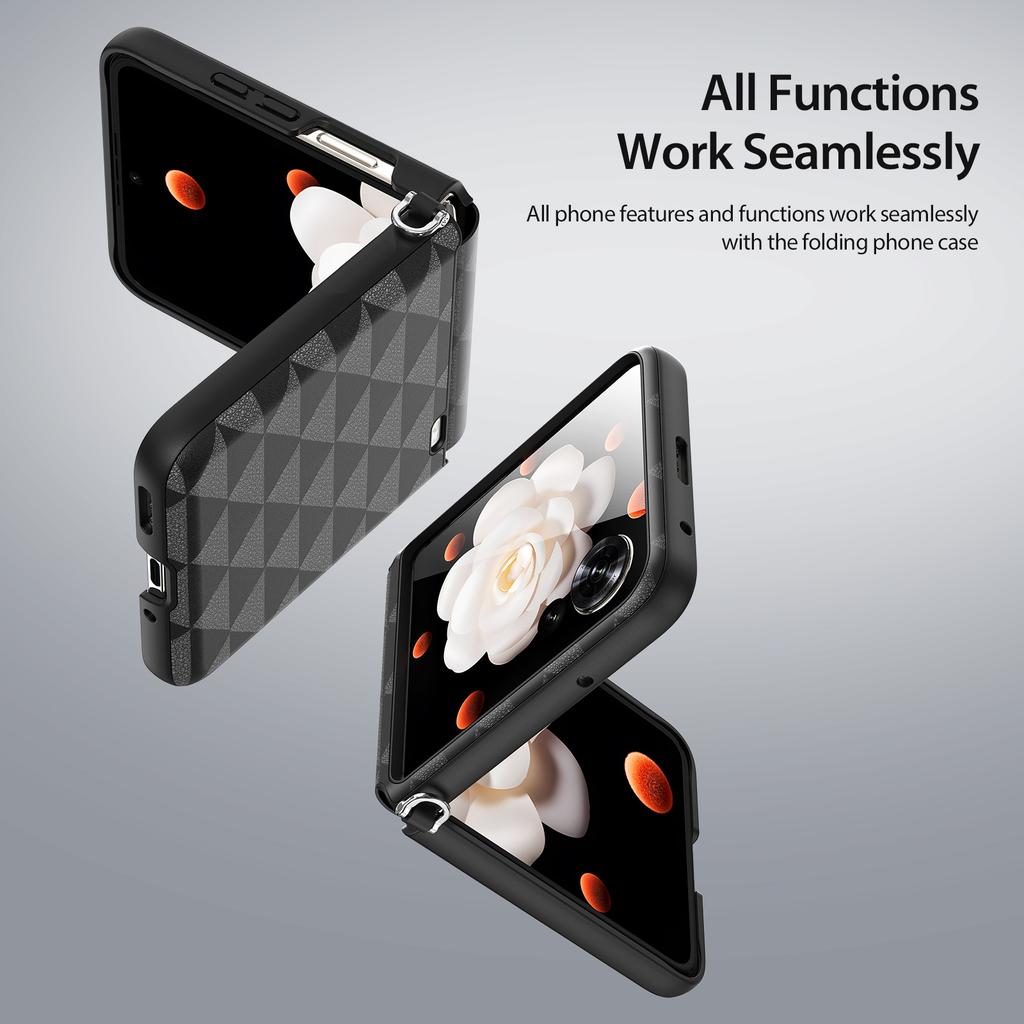 DUX DUCIS Fitt Series for Honor Magic V Flip 5G Case Rhombus Leather+TPU Phone Cover