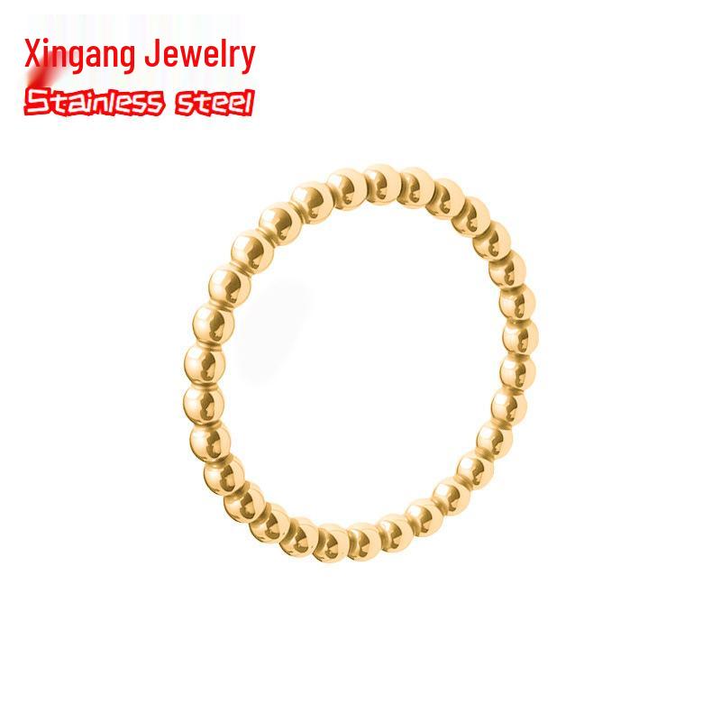 Star Trails Round Bead Ring: Trendy Cool Style for Women's Index Finger