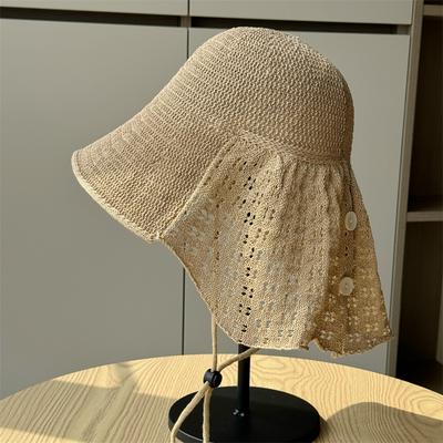 Chapéu de Pescador de Verão com Proteção de Nuca para Mulheres, para Viagens de Ciclismo ao Ar Livre, Proteção Solar e Sombreado, Aba Larga, Chapéu de Praia