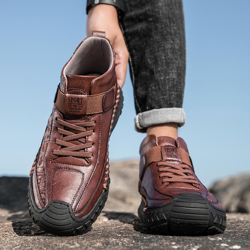 Mode Herren Outdoor Stiefel Luxus Handgefertigte Leder Plateau Wanderstiefel für Herren Freizeitschuhe Hohe Qualität Warme Herren Stiefeletten Größe 48