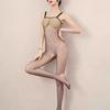 Open Crotch Jacquard Fishnet Bodysuit Set with Tearable Stockings