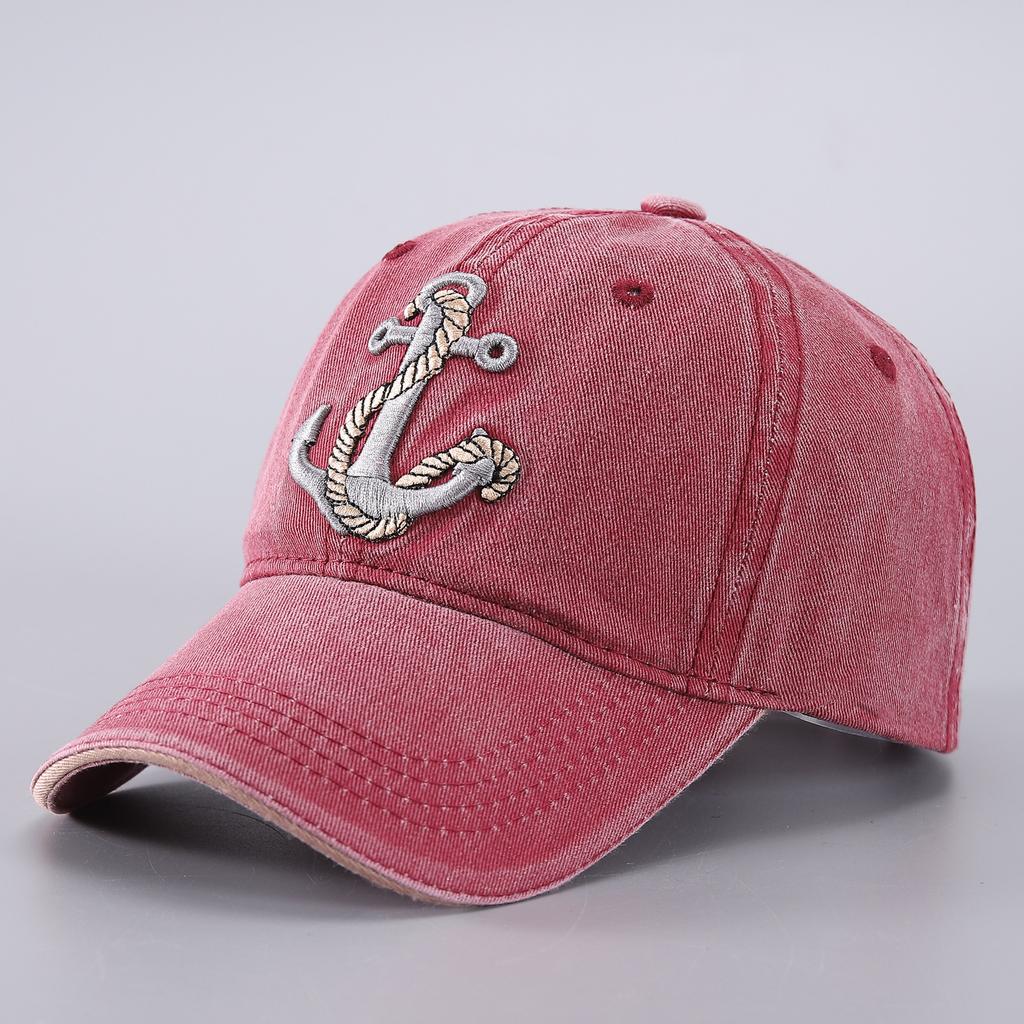 Unisex Pirate Hook Embroidery Washed Baseball Caps Adjustable Casual Hats Spring and Autumn Outdoor Sunscreen Hat