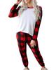 Azura Exchange Plaid Raglan Sleeves Top and Drawstring Pants Lounge Set