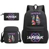Cartoon Print School Backpack Set Teens Shoulder Bag Pencil Case Bookbag Oxford Fabric Ergonomic Straps