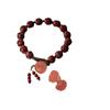 Women's Cinnabar Bracelet with Purple Gold Sand, Original Ethnic Style Bracelet with Lotus Flower and Zodiac Beads