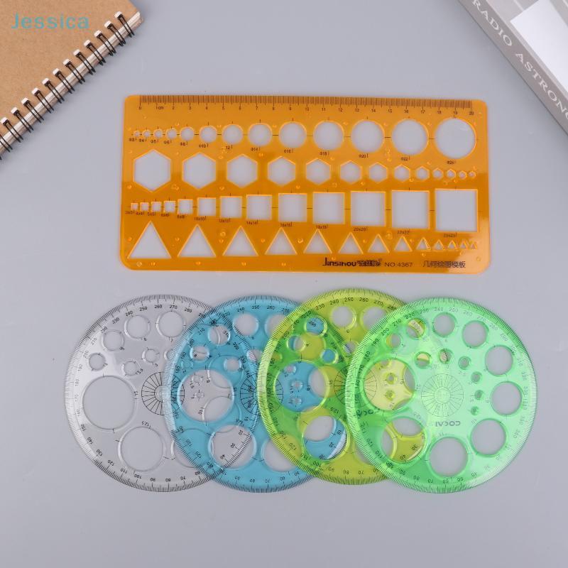 Righello Template Circolare Multifunzione per Disegno - Goniometro & Stencil Circolare per Arte, Disegno Tecnico & Materiale Scolastico