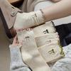 5 Pairs Women's Autumn And Winter New Style Simple And Trendy Dot Fungus Edge Mid Tube Socks With Lace Bow Women's Long Socks