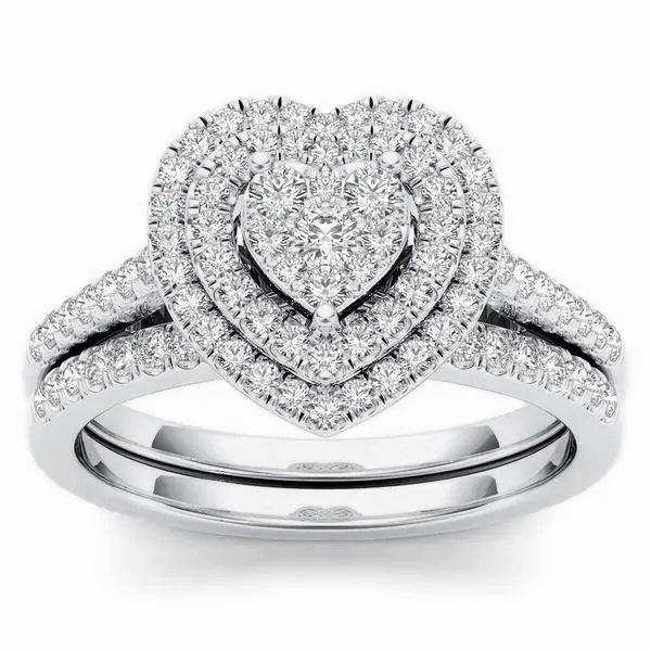 Hecheng Popular Fashion Love Two-Piece Diamond Halo Ring