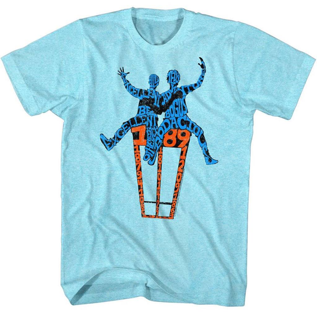 Bill and Ted Words On A Shirt Light Blue Heather Adult T-Shirt
