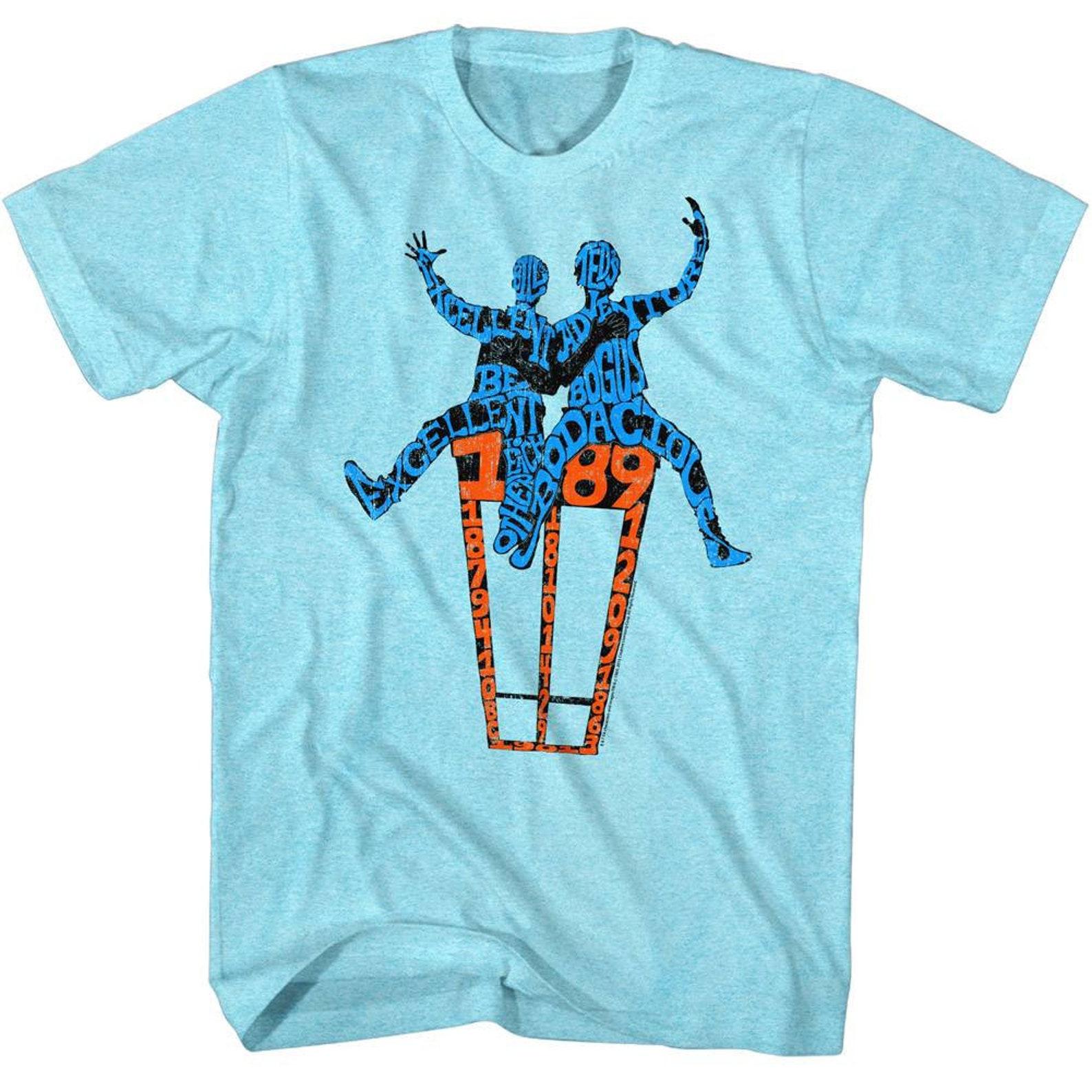 Bill and Ted Words On A Shirt Light Blue Heather Adult T-Shirt L