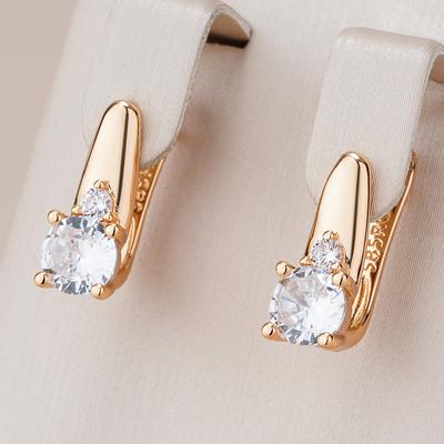 New Rose Gold Bride Earrings Wedding Jewelry Fashion Natural Zircon Earrings For Women Simple Everyday Accessories