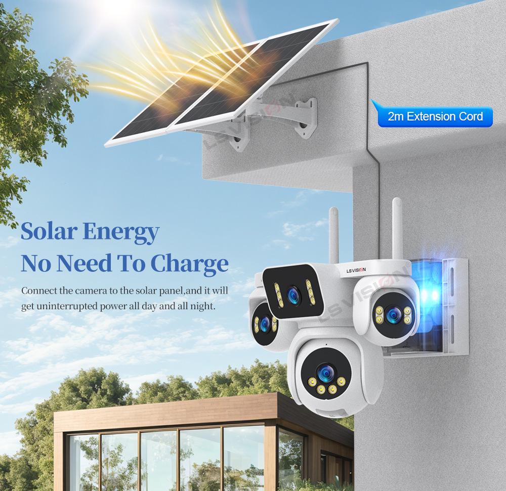 4K Quad-Lens AOV Solar Camera with 24/7 Monitoring